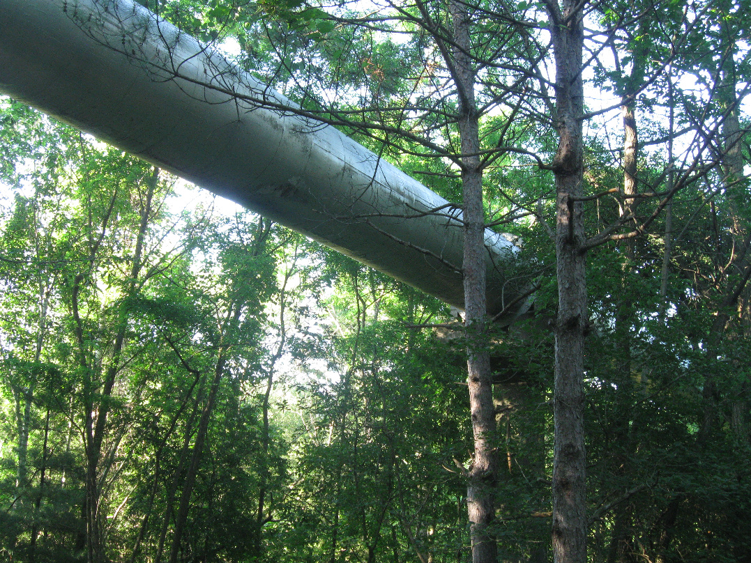 a pipe crossing over highland creek